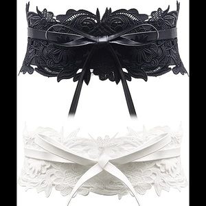 White lace belt fits all! Floral faux leather obi wide boho bohemian wed…